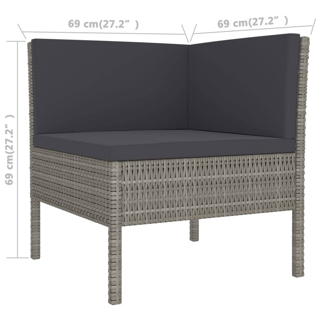 Helloshop26 - Salon de jardin meuble d'extérieur ensemble de mobilier 3 pièces avec coussins résine tressée gris - Imagen 3