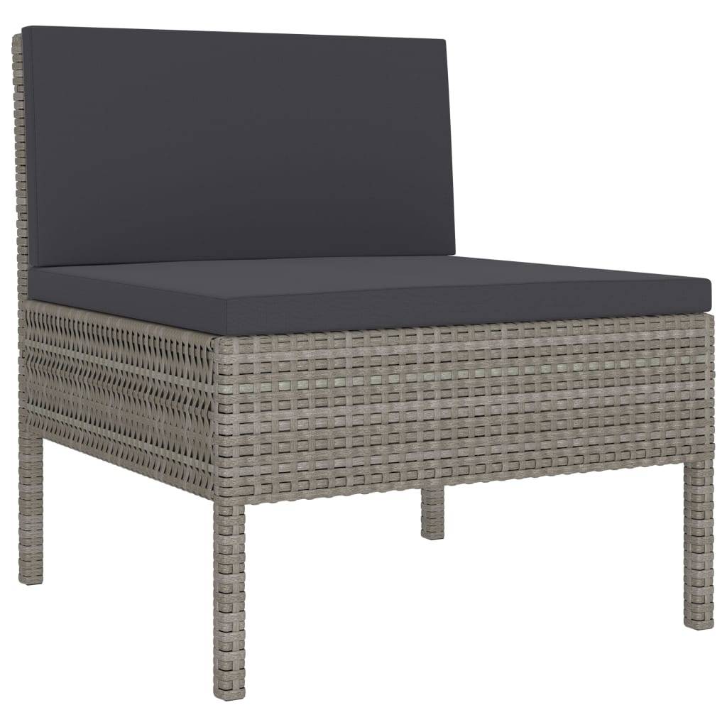 Helloshop26 - Salon de jardin meuble d'extérieur ensemble de mobilier 3 pièces avec coussins résine tressée gris - Imagen 2