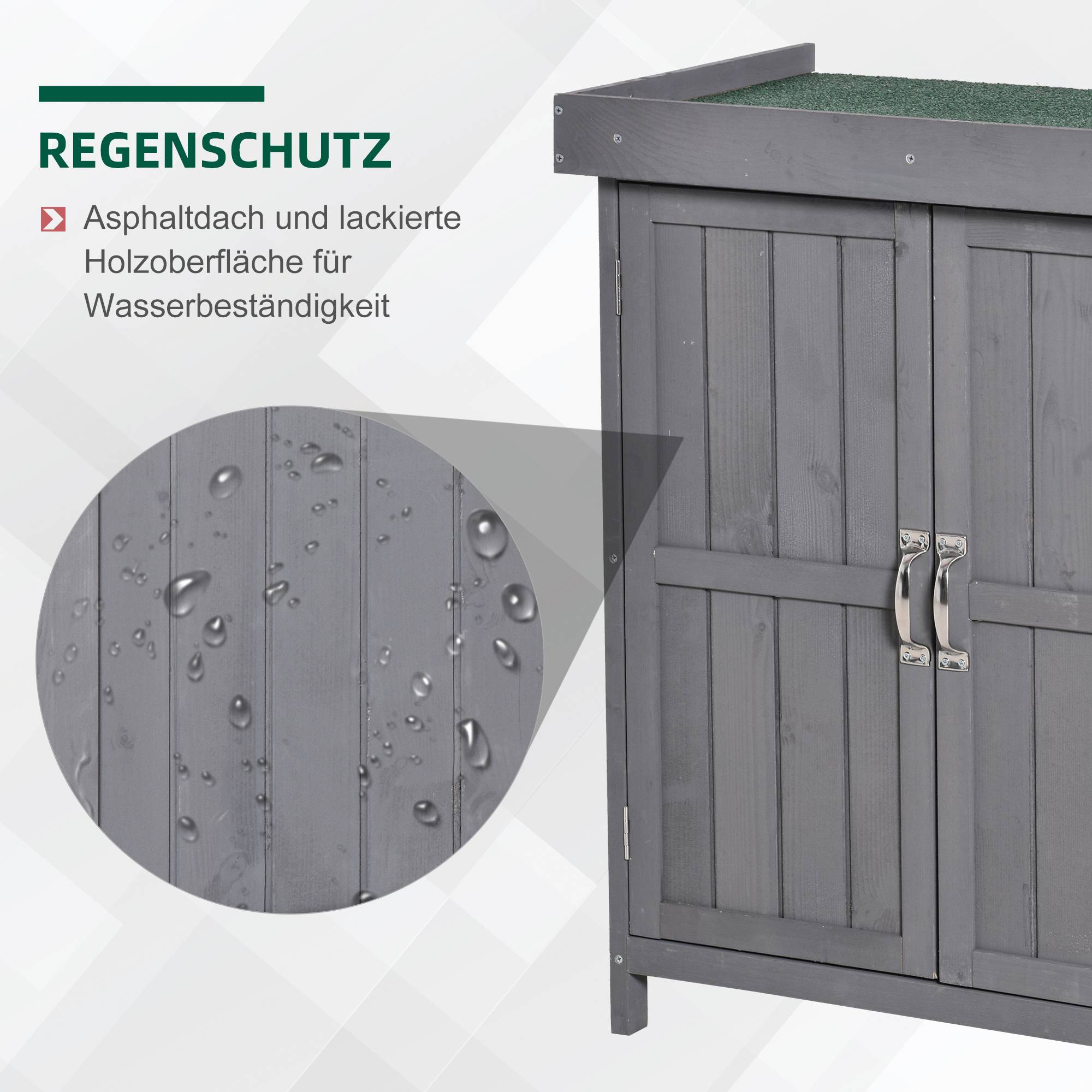 ComfortXL - Armoire de jardin en sapin gris 74 x 43 x 88 cm pour terrasse rangement compact à double porte et couvercle - Image 4