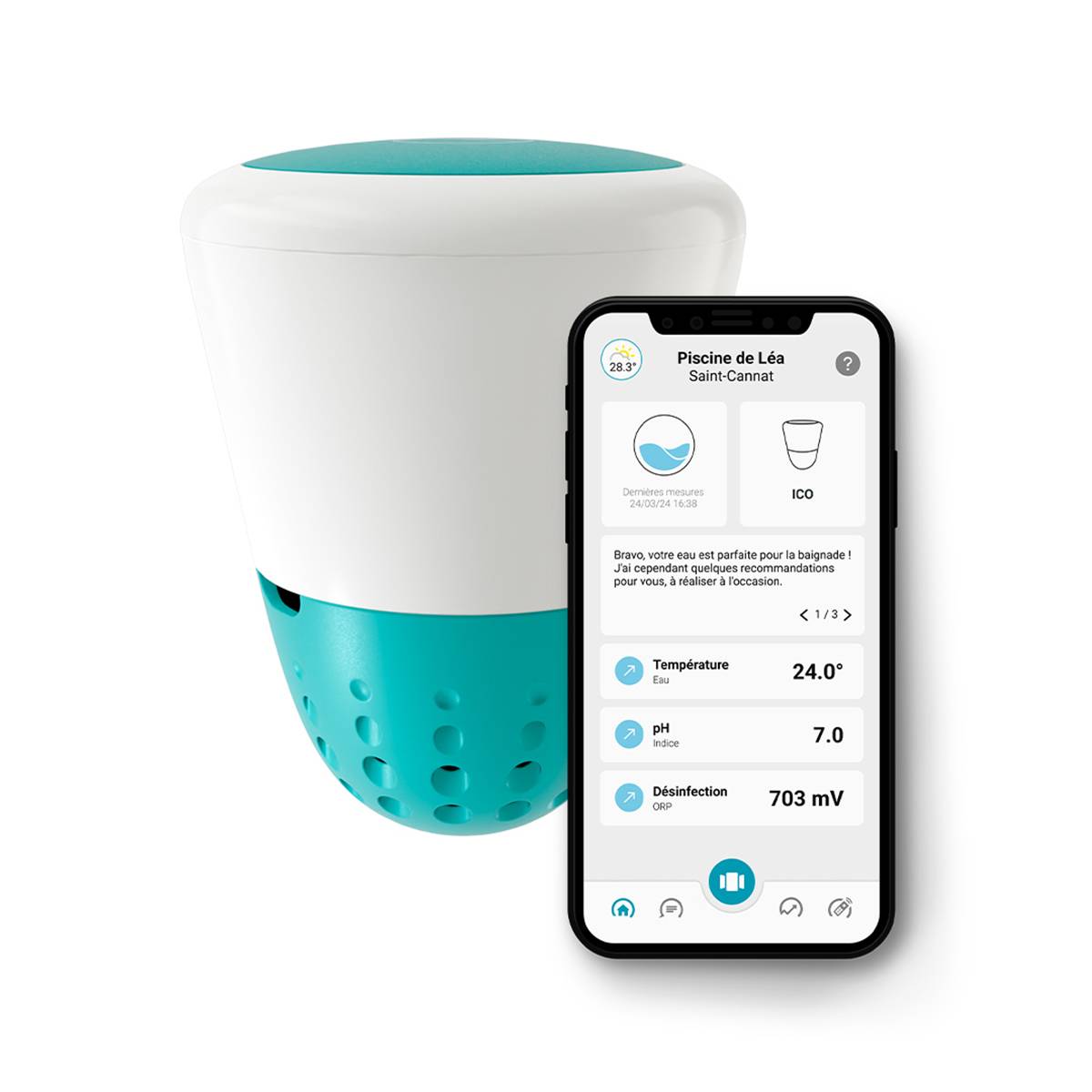 Ondilo - Analyseur d'eau connecté wifi + bluetooth ICO POOL V2 CL-BR Ondilo - Imagen 2