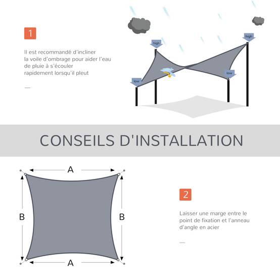 Voile d'ombrage rectangulaire HDPE jardin terrasse protection UV 6 x 4 m gris - ComfortXL Outdoor Living - Image 9