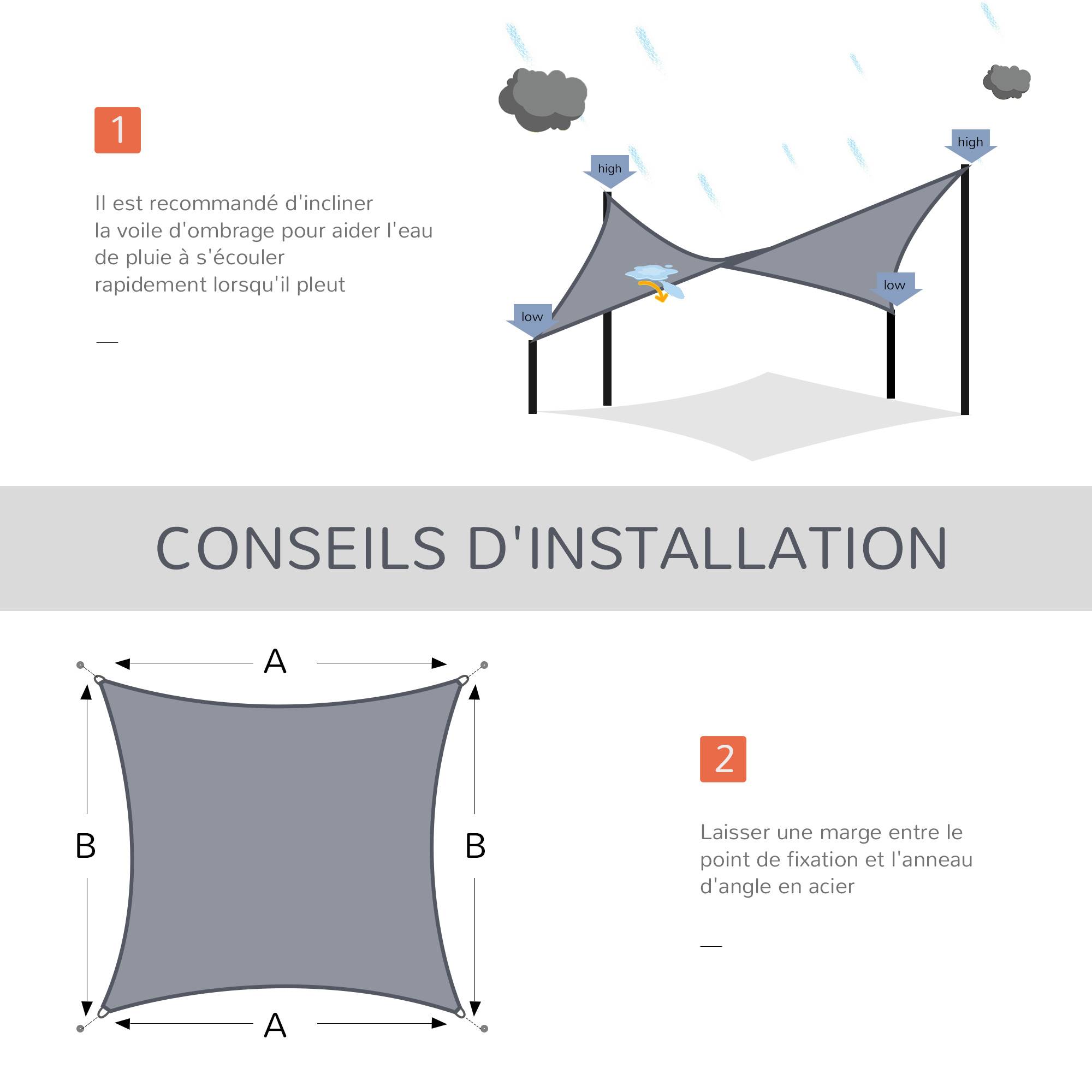 Voile d'ombrage rectangulaire HDPE jardin terrasse protection UV 6 x 4 m gris - ComfortXL Outdoor Living - Image 9