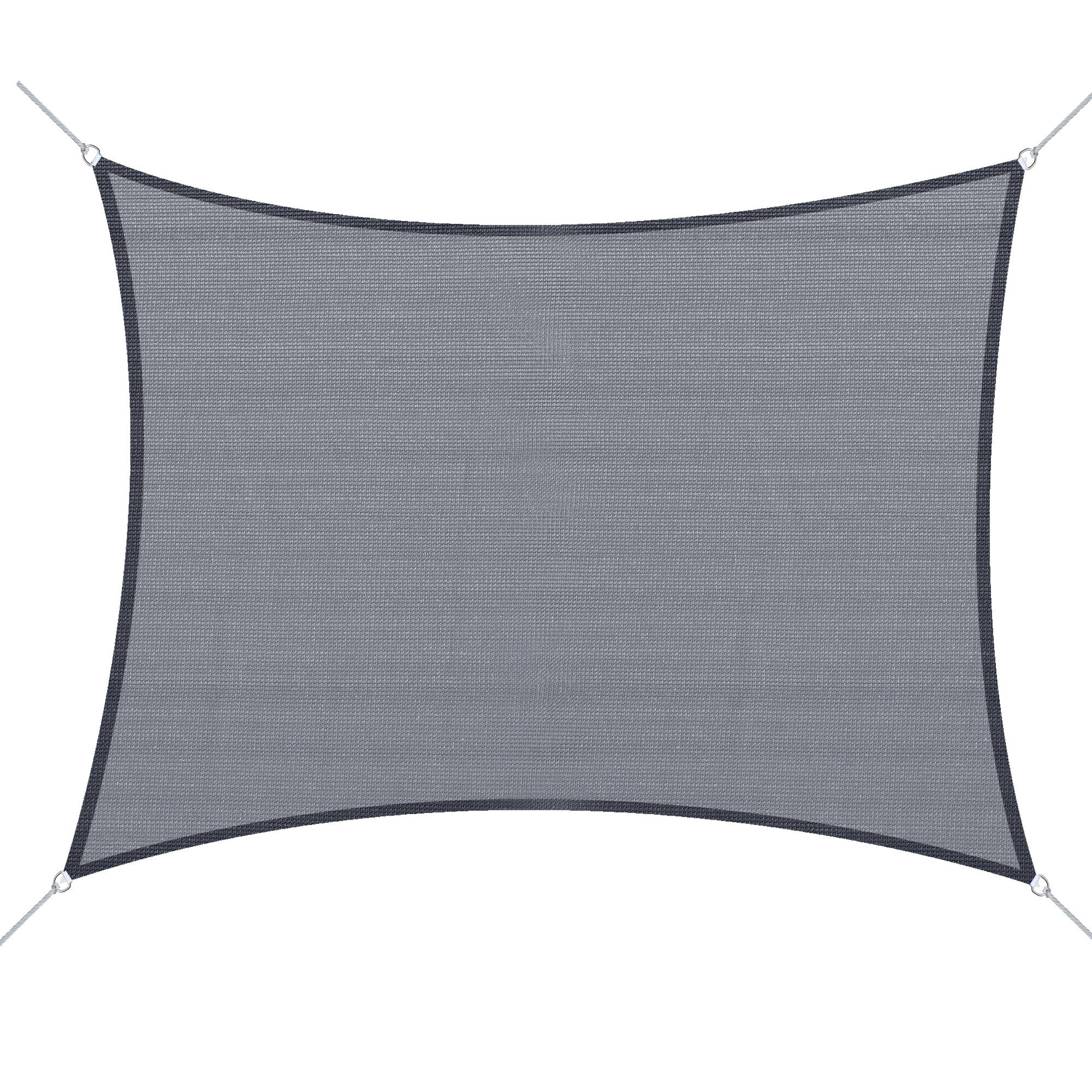 Voile d'ombrage rectangulaire HDPE jardin terrasse protection UV 6 x 4 m gris - ComfortXL Outdoor Living - Image 2