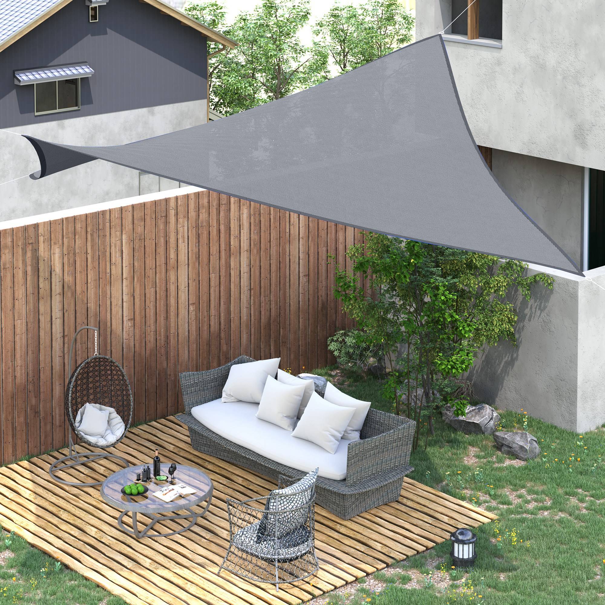 Voile d'ombrage rectangulaire HDPE jardin terrasse protection UV 6 x 4 m gris - ComfortXL Outdoor Living - Image 4