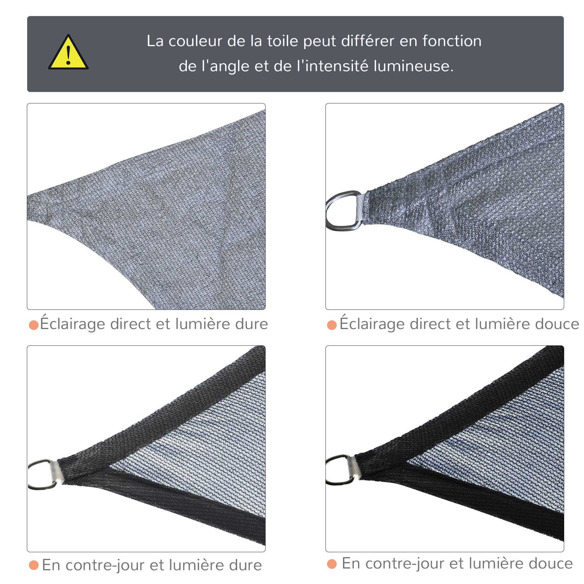 Voile d'ombrage rectangulaire HDPE jardin terrasse protection UV 6 x 4 m gris - ComfortXL Outdoor Living - Image 8