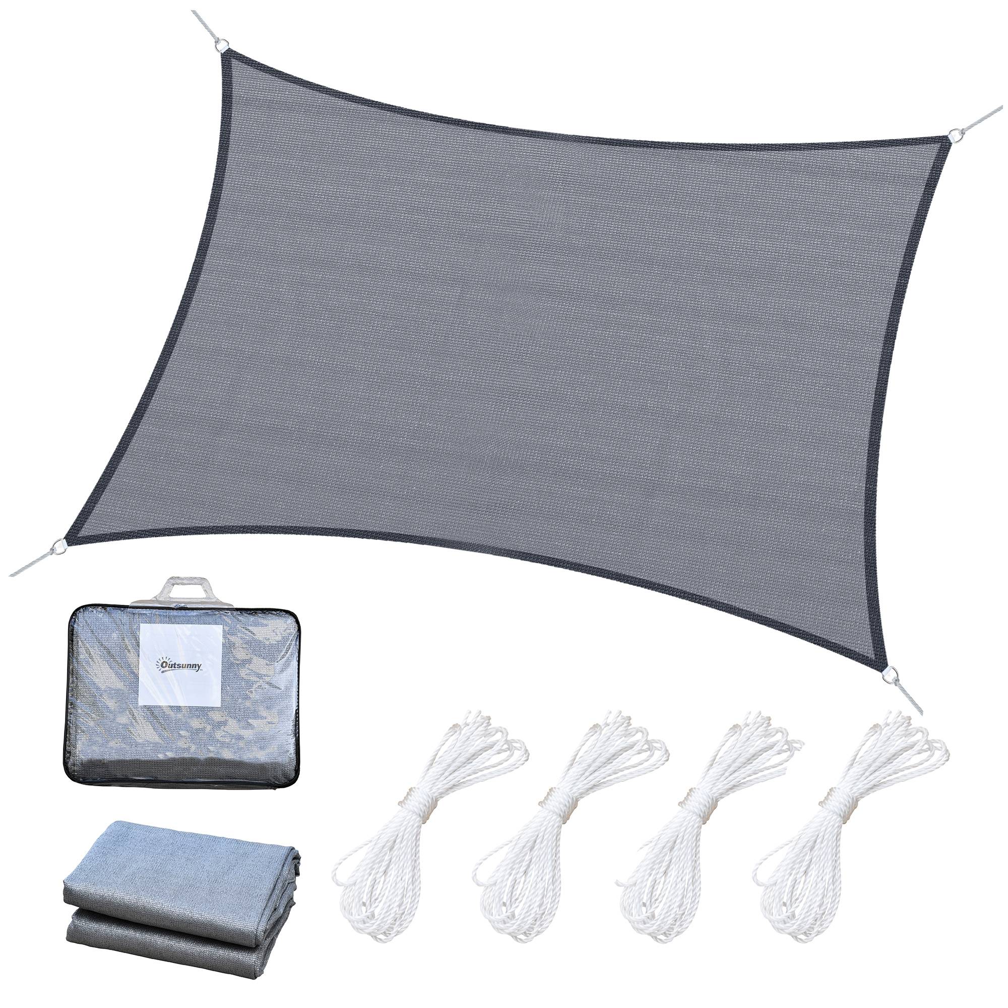 Voile d'ombrage rectangulaire HDPE jardin terrasse protection UV 6 x 4 m gris - ComfortXL Outdoor Living - Image 1