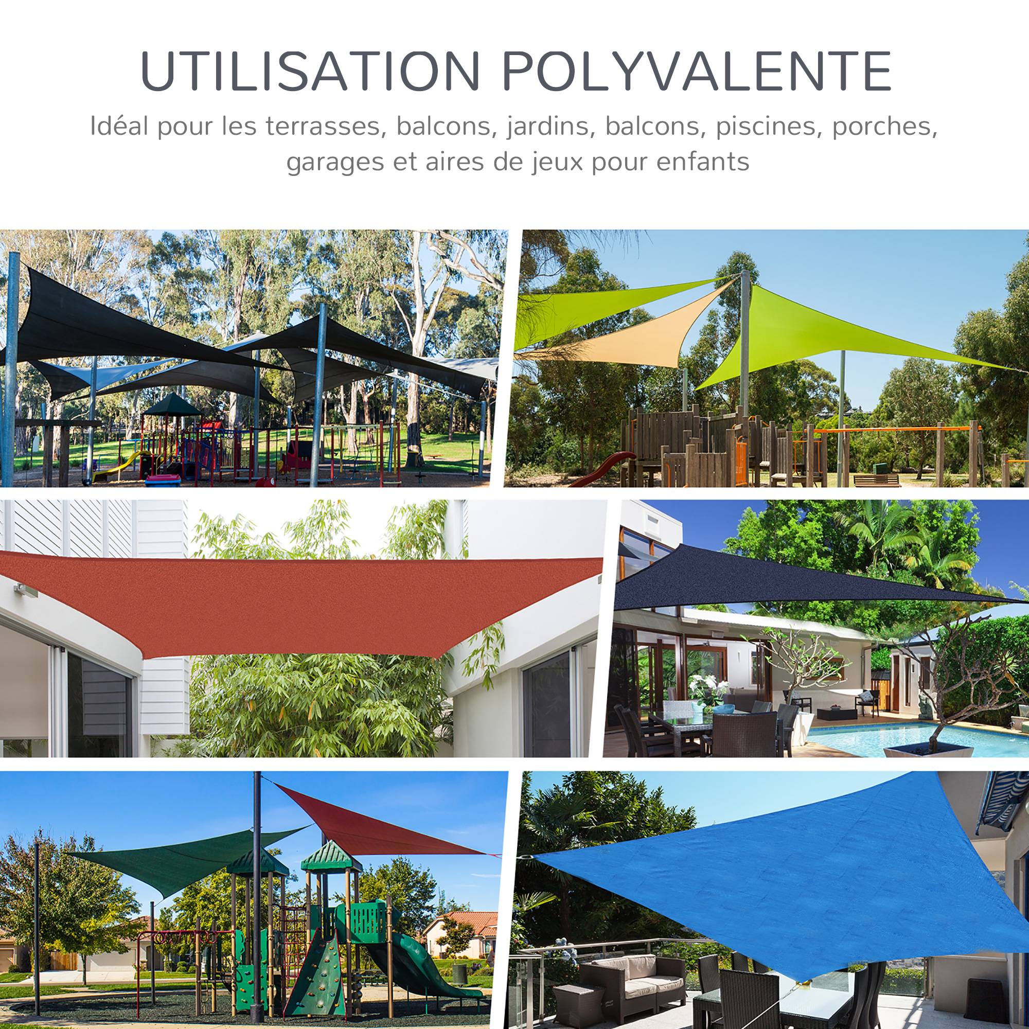 Voile d'ombrage rectangulaire HDPE jardin terrasse protection UV 6 x 4 m gris - ComfortXL Outdoor Living - Image 10