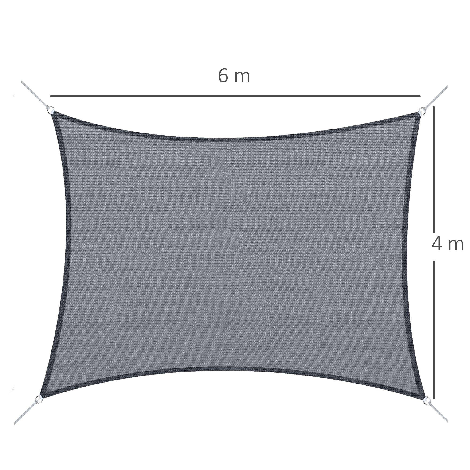 Voile d'ombrage rectangulaire HDPE jardin terrasse protection UV 6 x 4 m gris - ComfortXL Outdoor Living - Image 5
