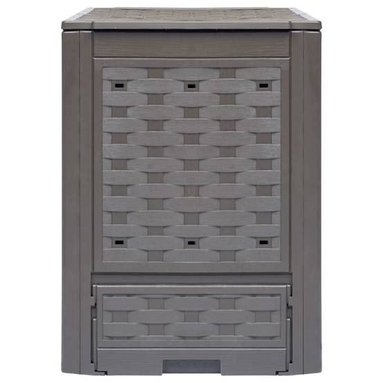 Composteur de jardin 300L plastique aspect rotin pour balcon terrasse Marron – ComfortXL Outdoor Living - Image 2