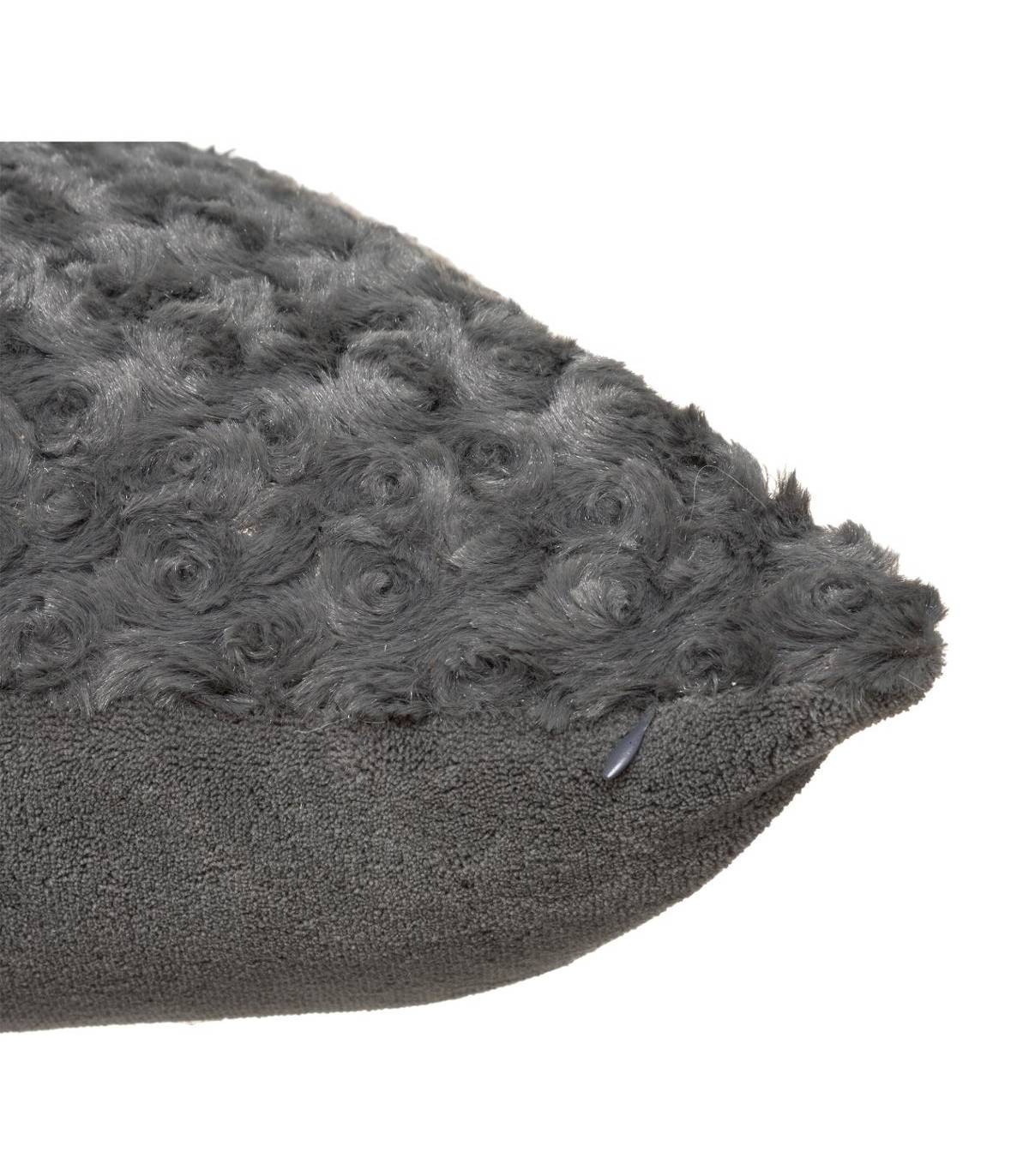 Coussin déhoussable en Fourrure Bouclée Gris Ardoise 45 x 45 cm - Imagen 2