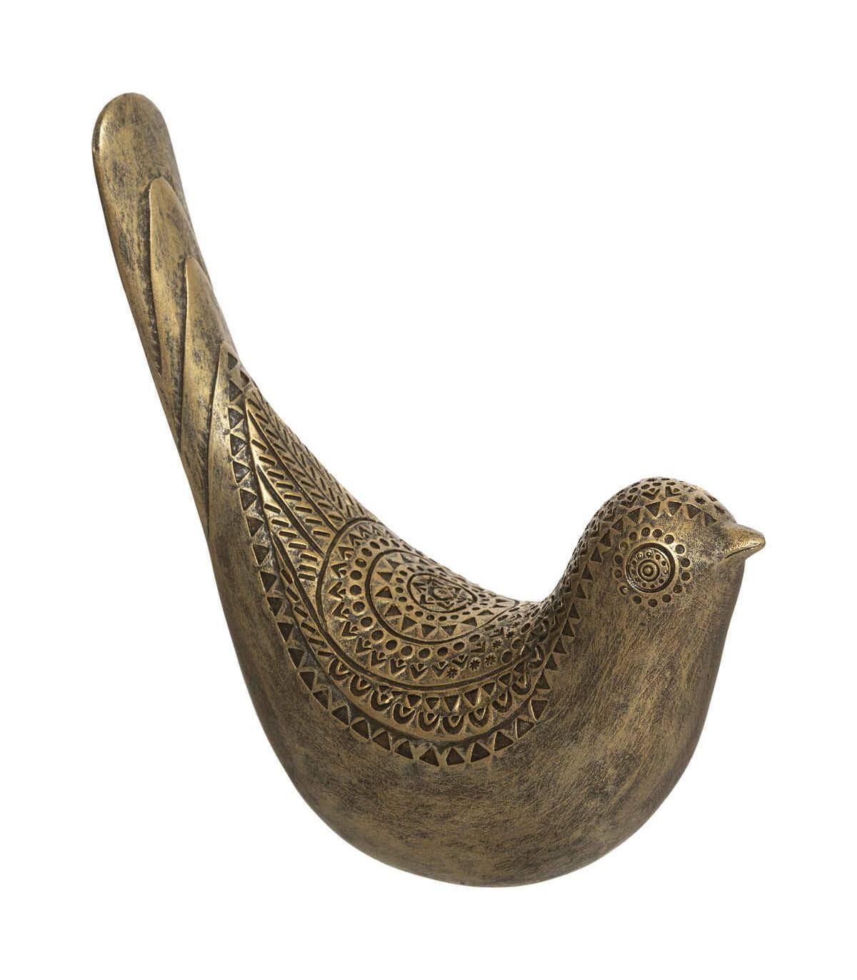 Objet déco Oiseau en résine dorée