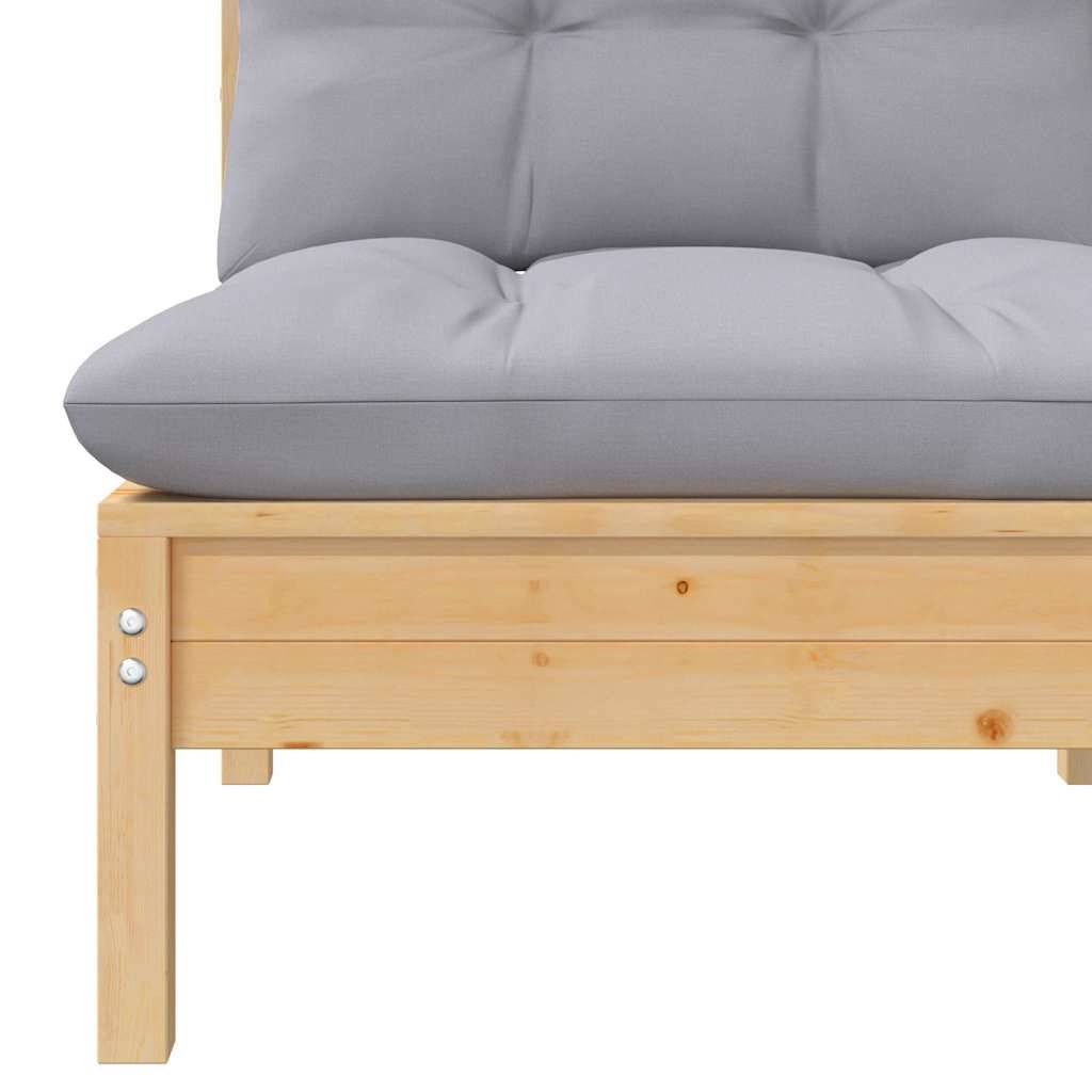 Canapé 2 places de jardin | Canapé D'extérieur | Sofa De Jardin et coussins gris Bois de pin solide Maison Chic - Image 5
