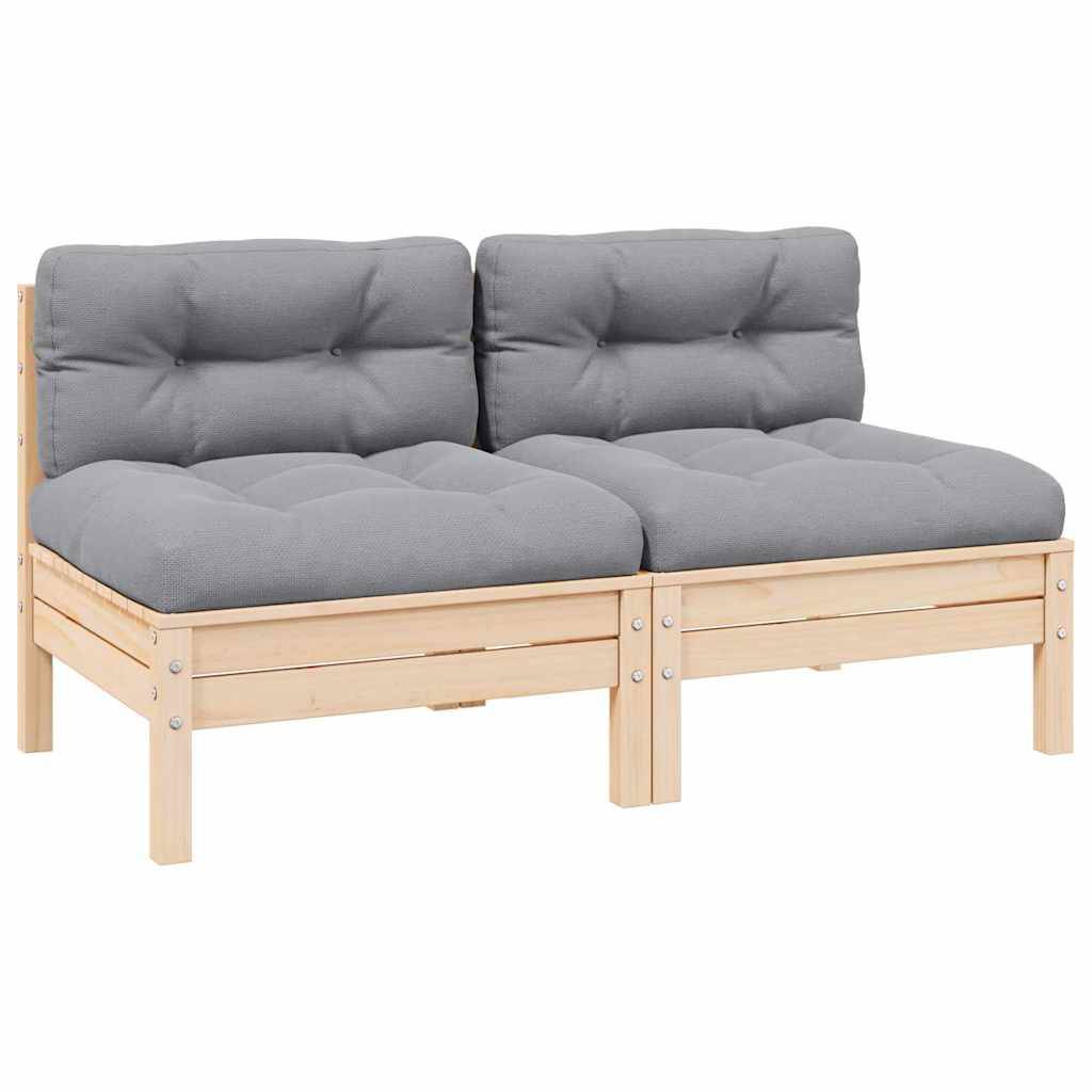 Canapé 2 places de jardin | Canapé D'extérieur | Sofa De Jardin et coussins gris Bois de pin solide Maison Chic - Image 2