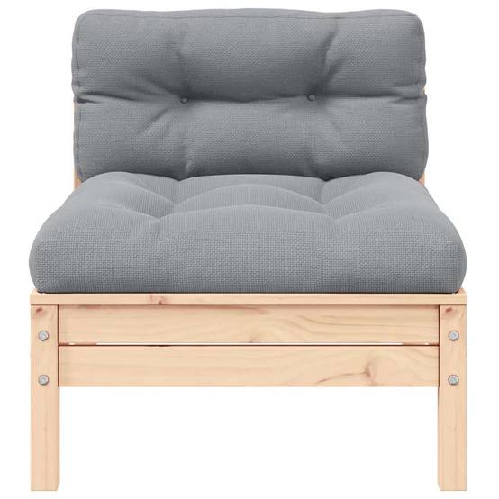 Canapé 2 places de jardin | Canapé D'extérieur | Sofa De Jardin et coussins gris Bois de pin solide Maison Chic - Image 3