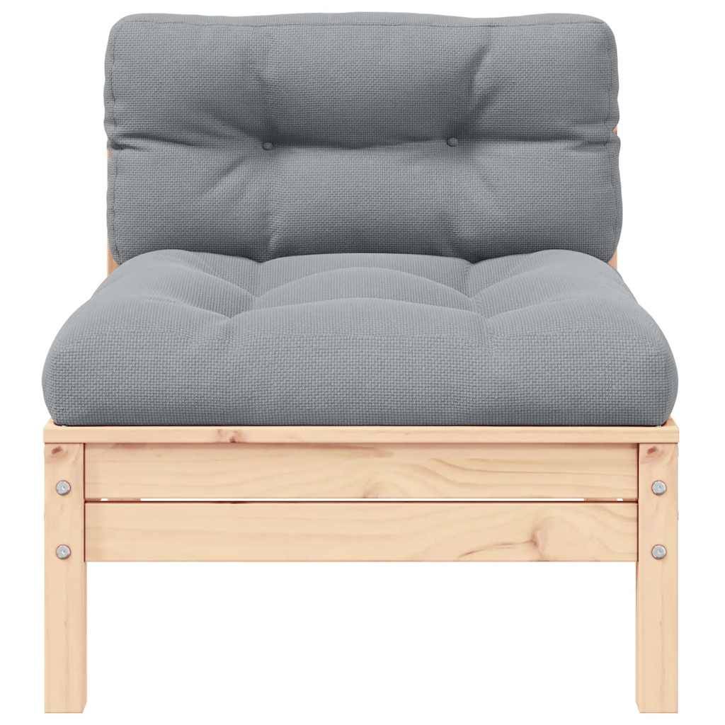 Canapé 2 places de jardin | Canapé D'extérieur | Sofa De Jardin et coussins gris Bois de pin solide Maison Chic - Image 3