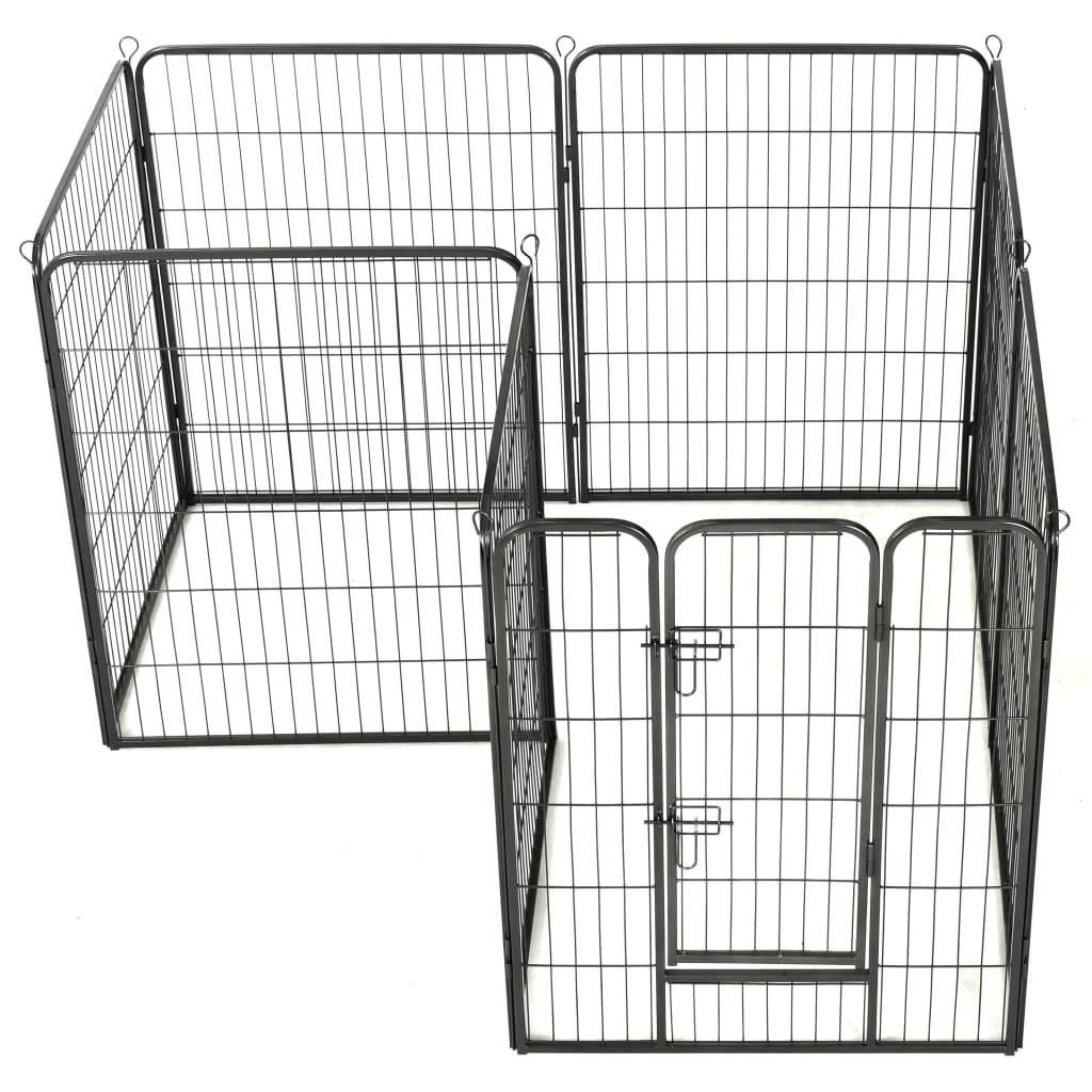 Helloshop26 - Parc pour chiens chiots animaux 8 panneaux acier 80 x 100 cm noir - Imagen 4