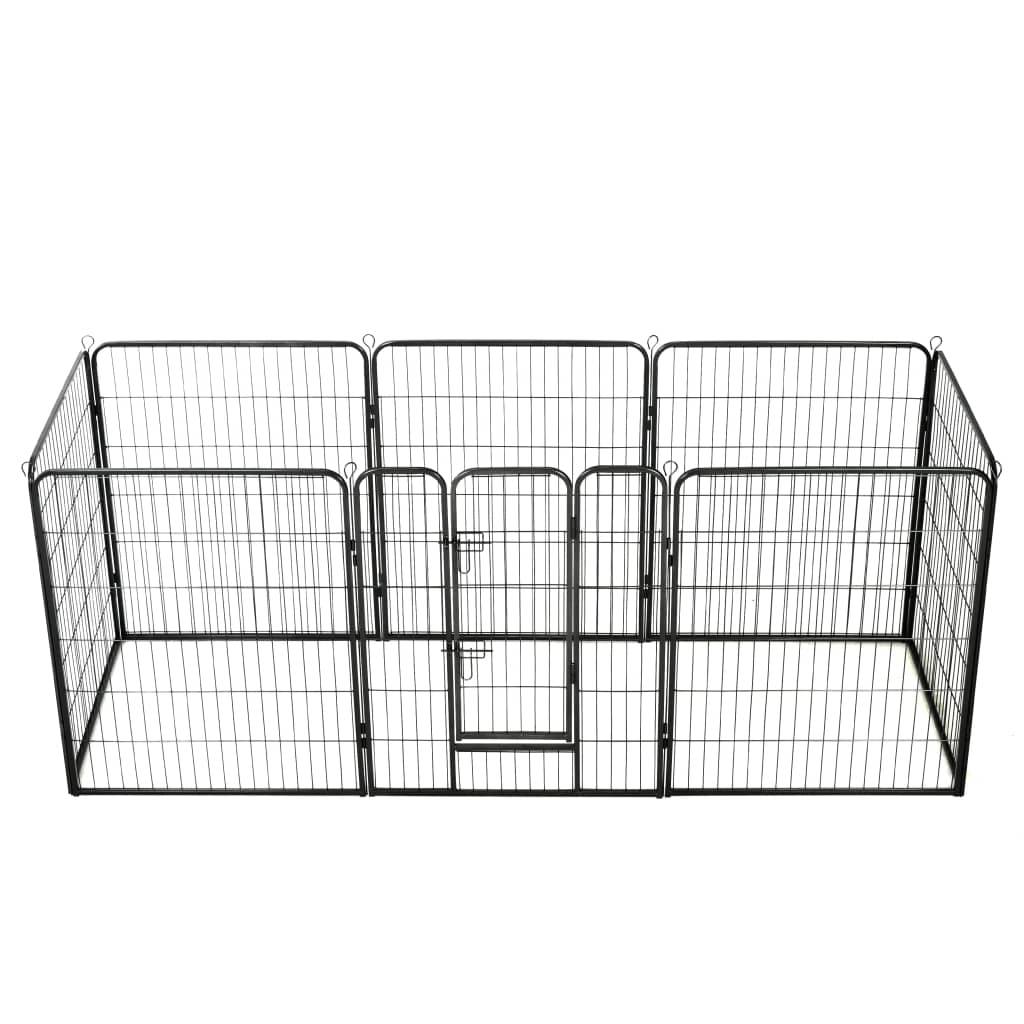 Helloshop26 - Parc pour chiens chiots animaux 8 panneaux acier 80 x 100 cm noir - Imagen 2