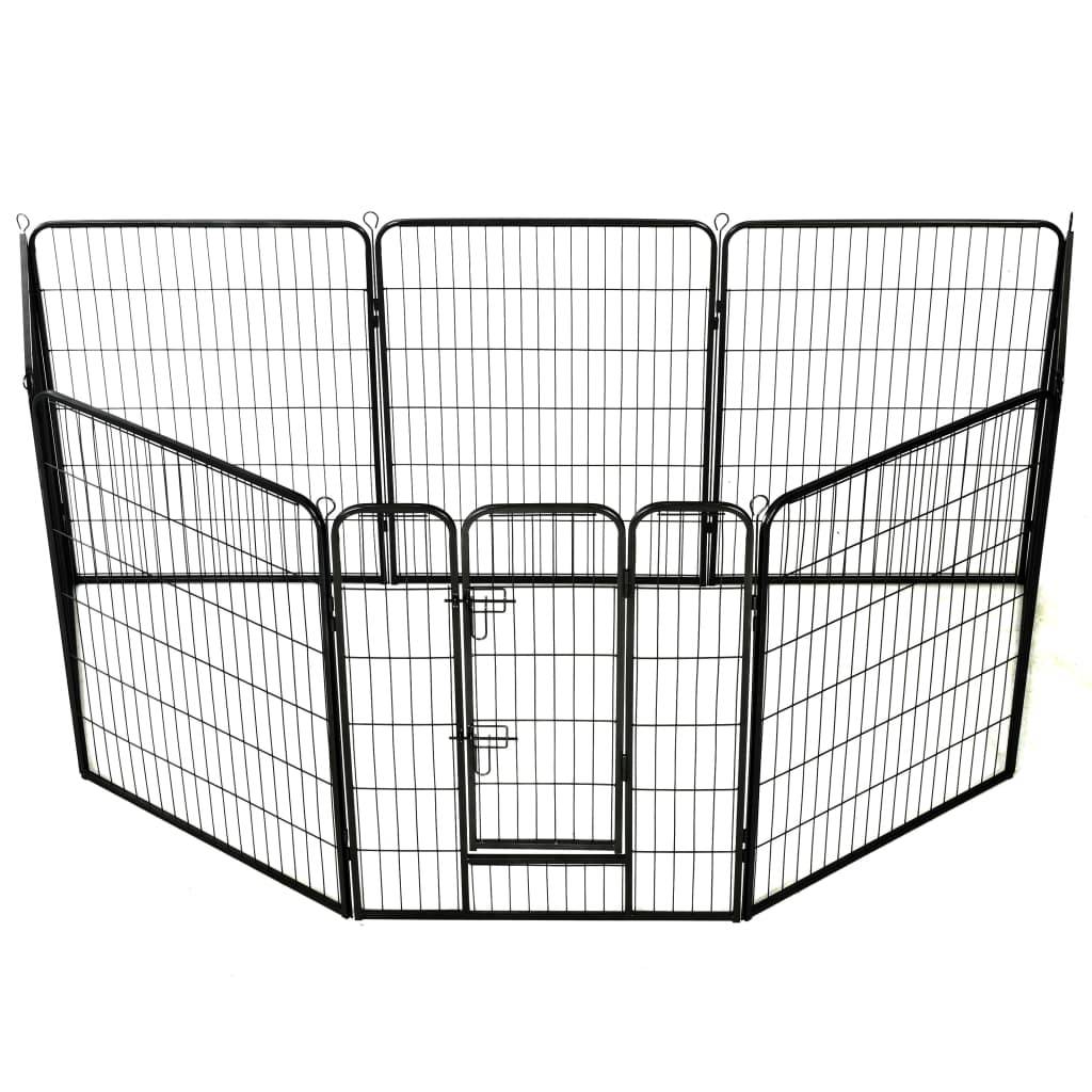 Helloshop26 - Parc pour chiens chiots animaux 8 panneaux acier 80 x 100 cm noir - Imagen 3