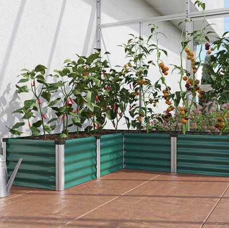Vitavia - Linus IN-OUT M – bac de culture en acier Zincalume en forme de L, Couleur Vert/Aluminium - Image 7