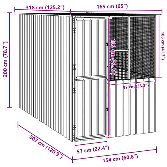 Cage Oiseaux Moyenne Acier Galvanisé 315x167cm Anthracite - ComfortXL Outdoor Living - Image 6