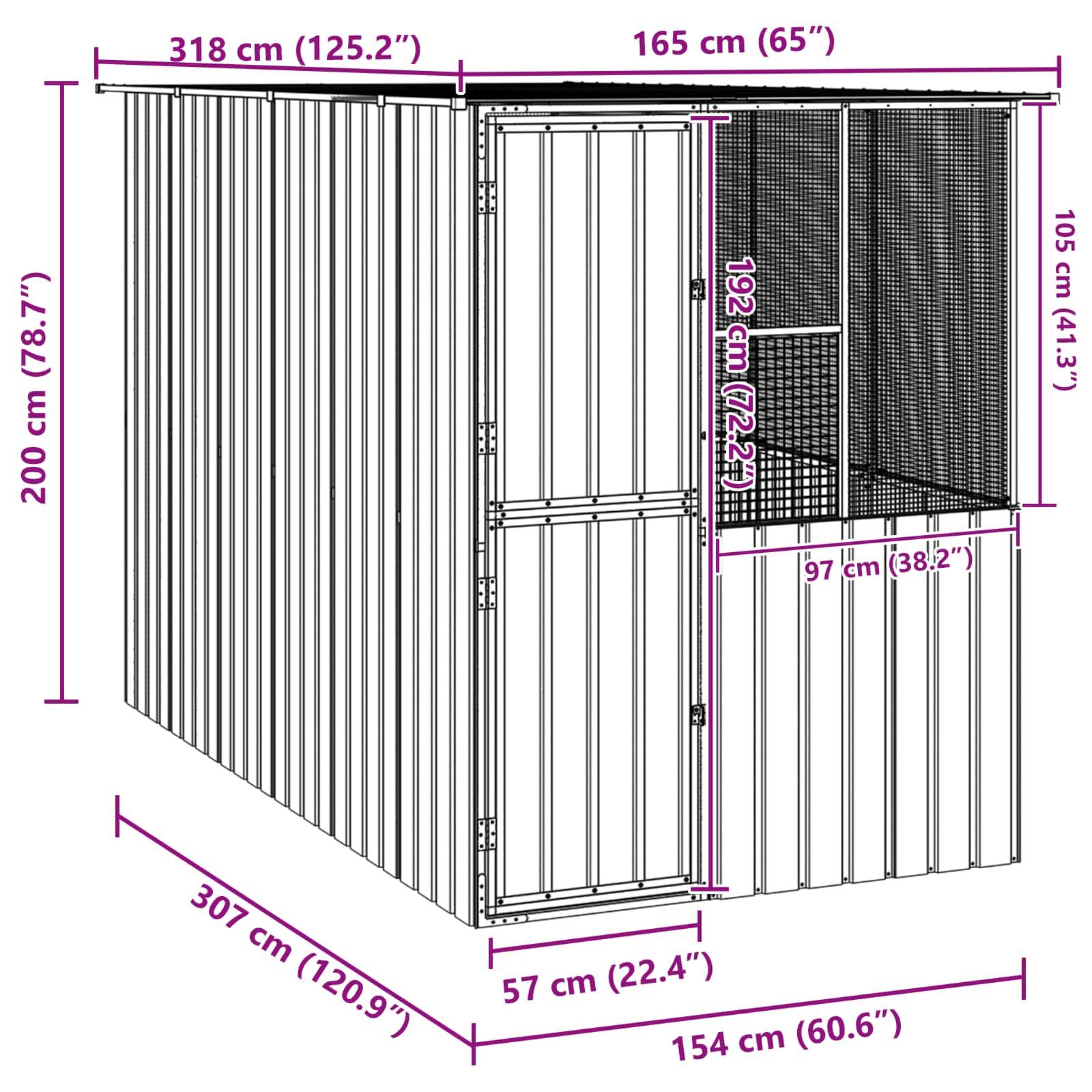 Cage Oiseaux Moyenne Acier Galvanisé 315x167cm Anthracite - ComfortXL Outdoor Living - Image 6