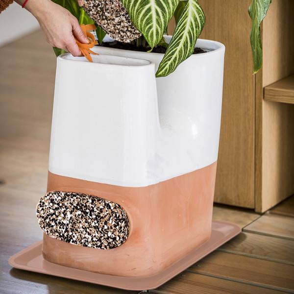Ferme Du Moutta - Pot de fleurs lombricomposteur en terre-cuite Blanc Transfarmers + 250gr de Vers - Imagen 3