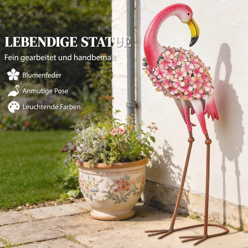 Statues Flamant Rose Métal Décoration Jardin Extérieur Anti-Rouille Lot 2 Rouge - ComfortXL Outdoor Living - Image 4