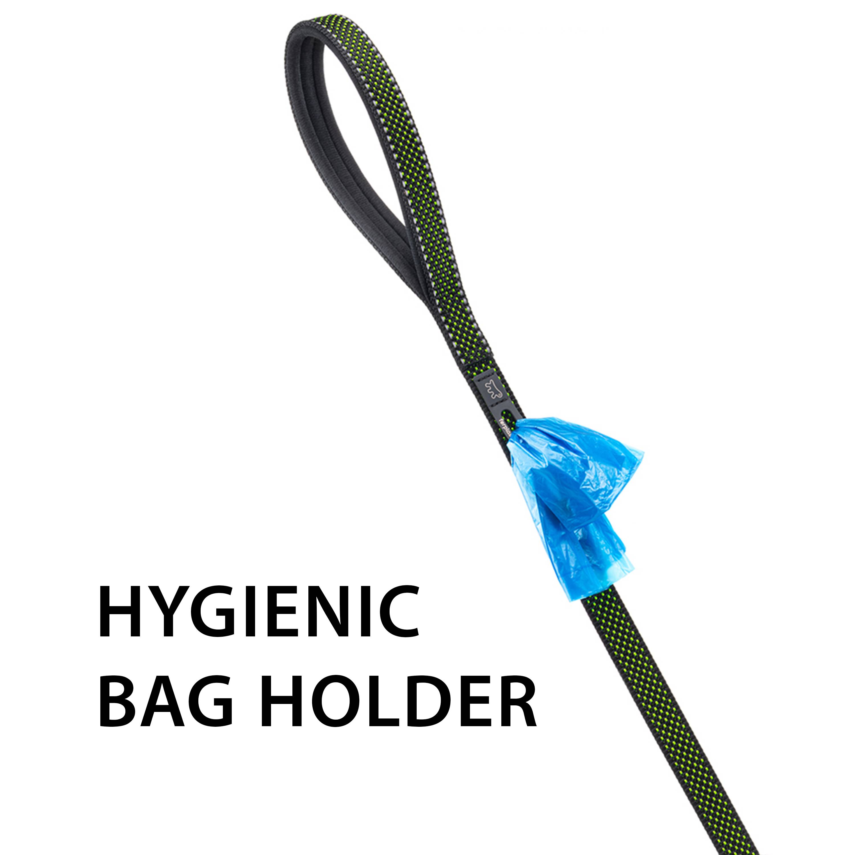 Ferplast - Laisse Réfléchissante pour Chiens DAYTONA DELUXE G25/120, Support Sachets Hygieniques, Poignée Rembourrée, Noir-Vert - Imagen 5