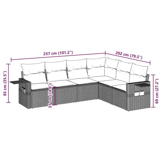 Banc 6 places rotin noir - Prolenta premium p3291.8 - Jardiland