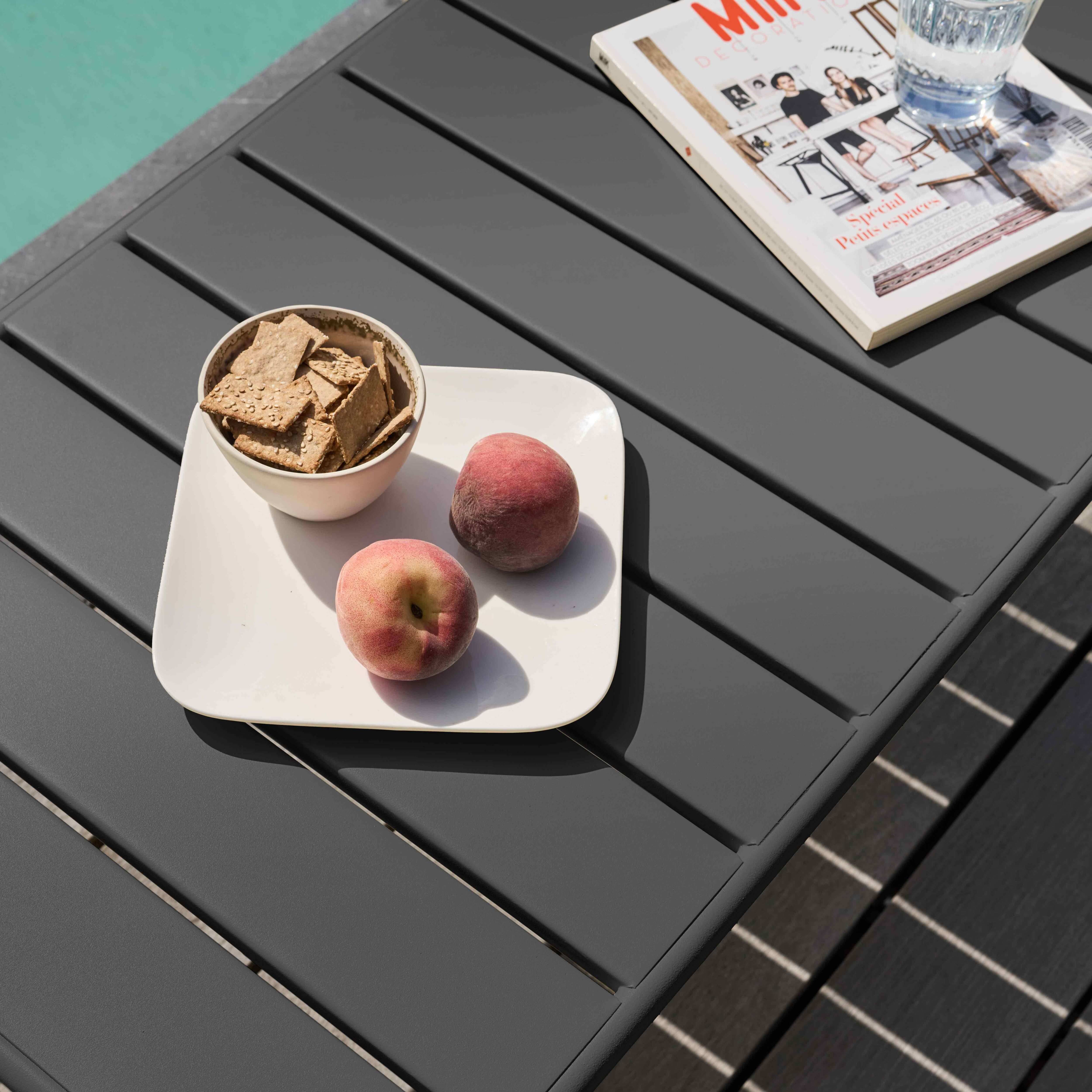 Oviala - Table basse de jardin acier gris anthracite 90 x 50 cm Palavas - Oviala - Imagen 3