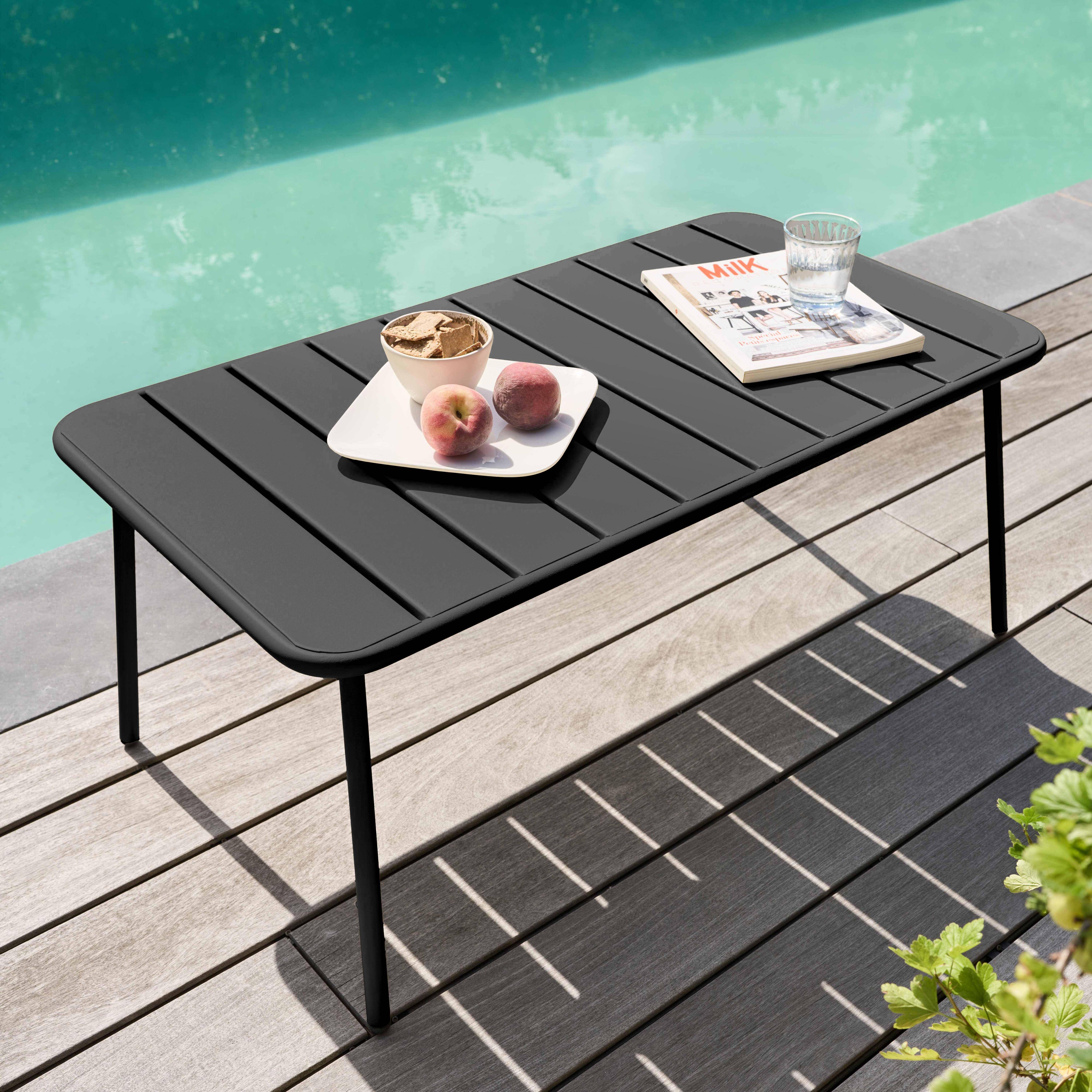 Oviala - Table basse de jardin acier gris anthracite 90 x 50 cm Palavas - Oviala - Imagen 2