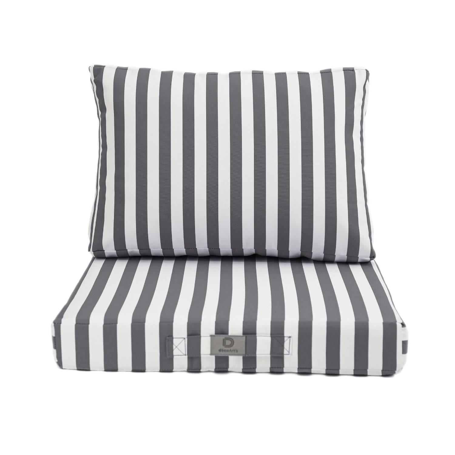 Coussins pour salon de jardin déhoussable 50x50cm Rayure gris foncé - Déco arts - Image 3