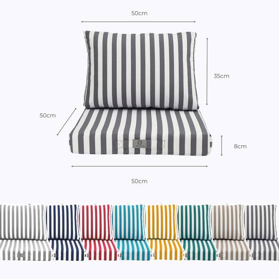 Coussins pour salon de jardin déhoussable 50x50cm Rayure gris foncé - Déco arts - Image 5