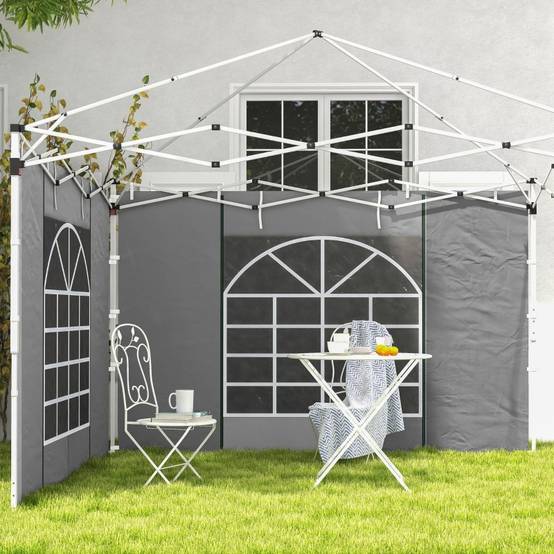 ComfortXL - Parois latérales tonnelle polyester jardin avec portes et fenêtres 295x195cm gris clair - ComfortXL Outdoor Living - Image 8