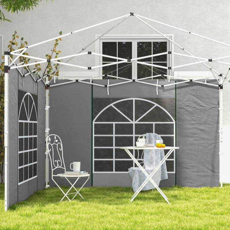 ComfortXL - Parois latérales tonnelle polyester jardin avec portes et fenêtres 295x195cm gris clair - ComfortXL Outdoor Living - Image 8