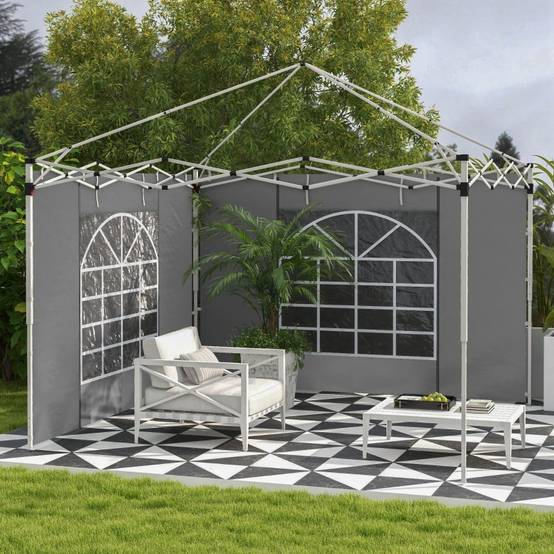 ComfortXL - Parois latérales tonnelle polyester jardin avec portes et fenêtres 295x195cm gris clair - ComfortXL Outdoor Living - Image 1