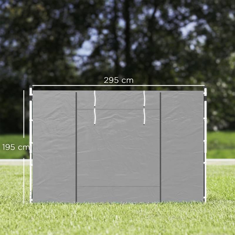 ComfortXL - Parois latérales tonnelle polyester jardin avec portes et fenêtres 295x195cm gris clair - ComfortXL Outdoor Living - Image 3