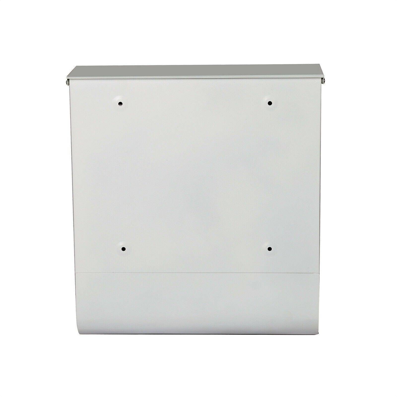 Helloshop26 - Boite aux lettres design murale compartiment journaux courrier acier inoxydable blanc - Imagen 3