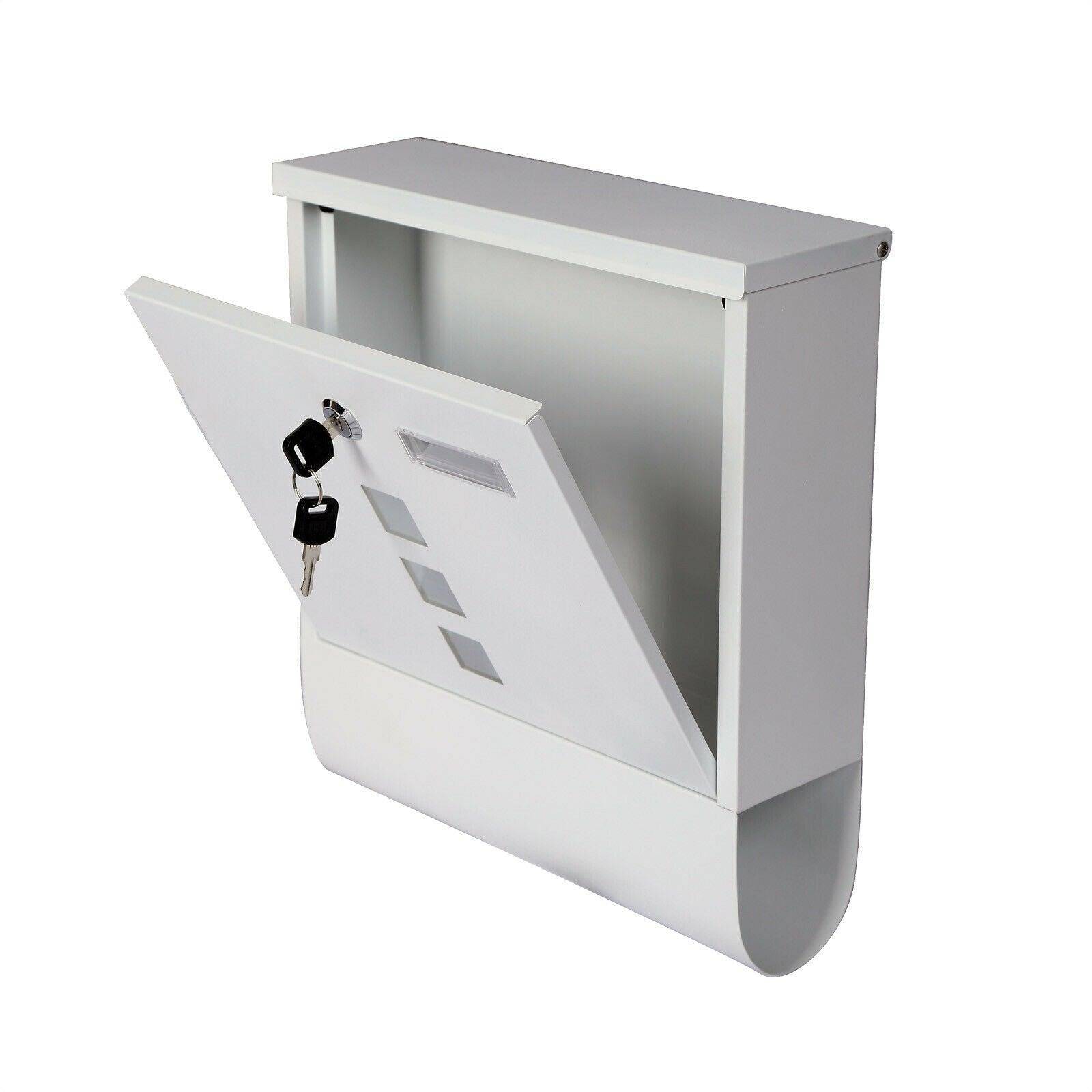 Helloshop26 - Boite aux lettres design murale compartiment journaux courrier acier inoxydable blanc - Imagen 1