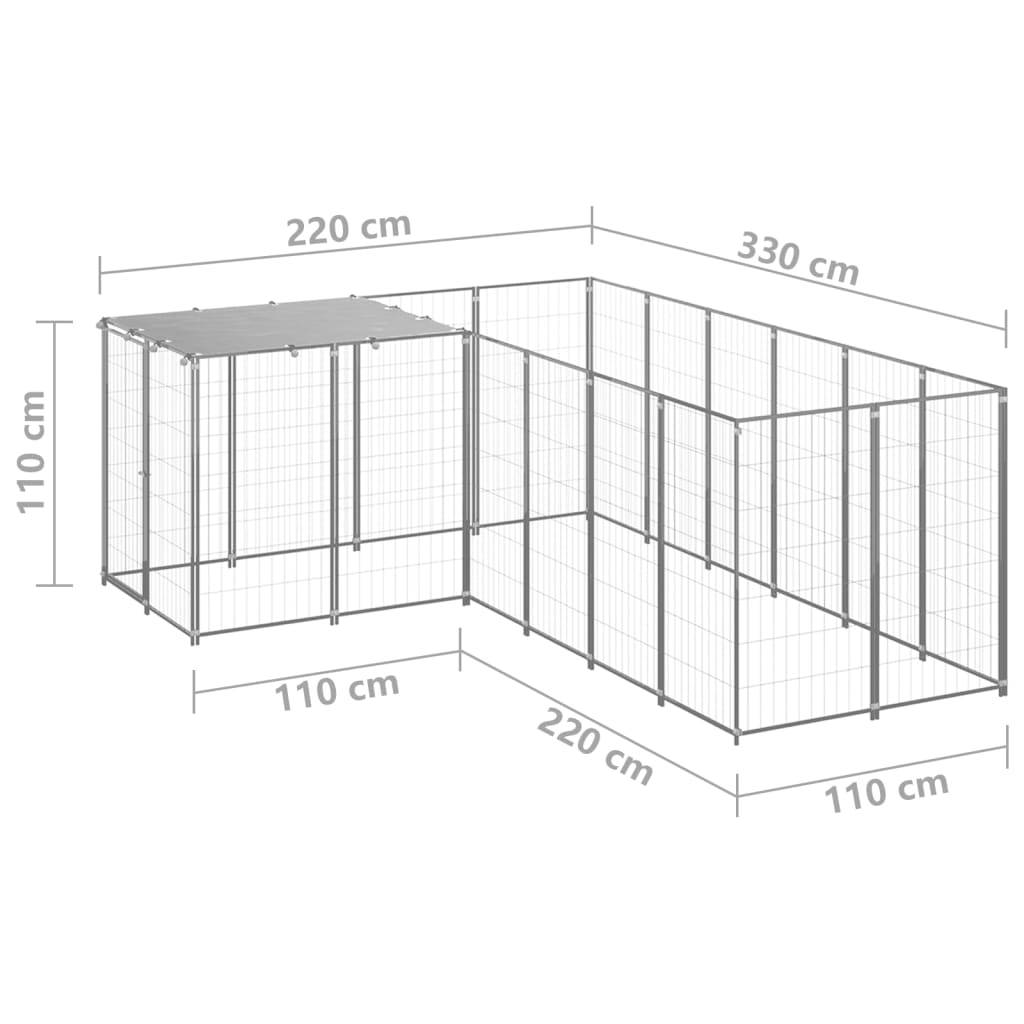 Vidaxl - Chenil Argenté 4,84 m² Acier vidaXL 3082218 - Imagen 3