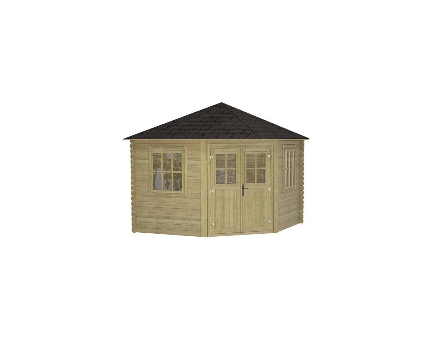 Altanka - Abri de jardin en bois - 7.3m2 - 3x3m - Traité - Ep. 28mm - Couleur: vert - DOM448 - Imagen 4
