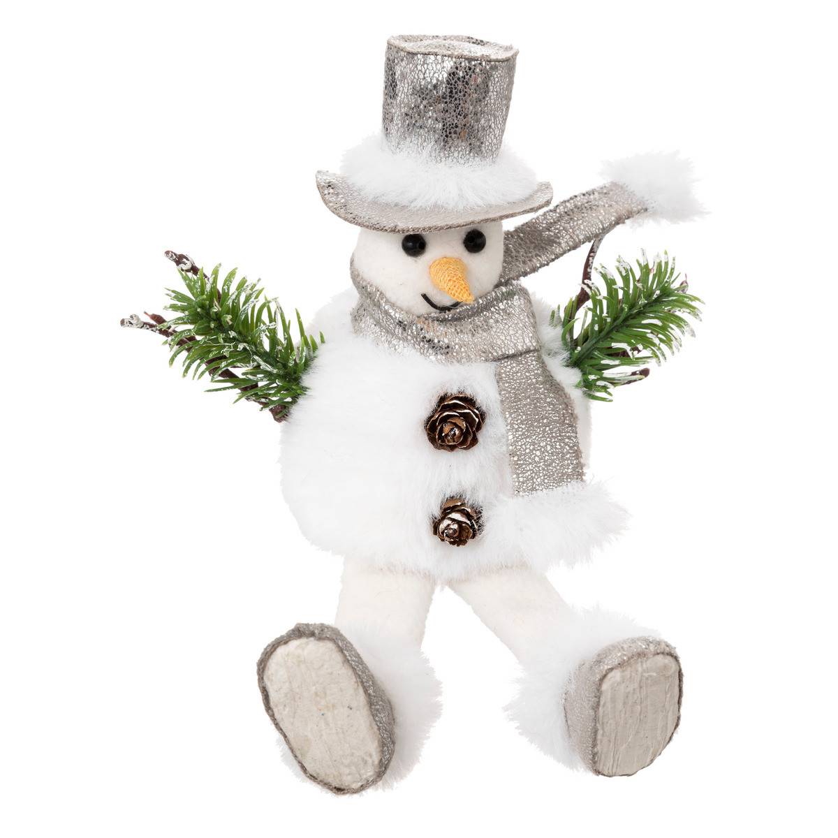 Fééric Lights & Christmas - Déco de noël Bonhomme de Neige avec chapeau et écharpe H 12 cm
