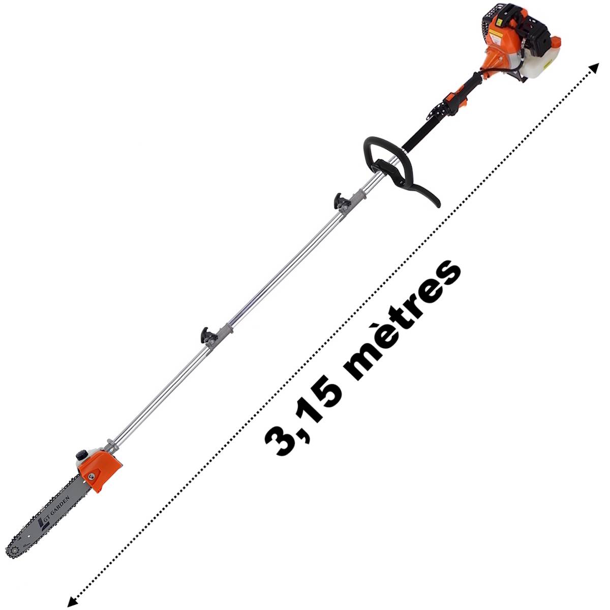 Gt Garden - Élagueuse thermique sur perche, 52 cm3, 3 CV, longueur 3.15 mètres - GT GARDEN - Image 1