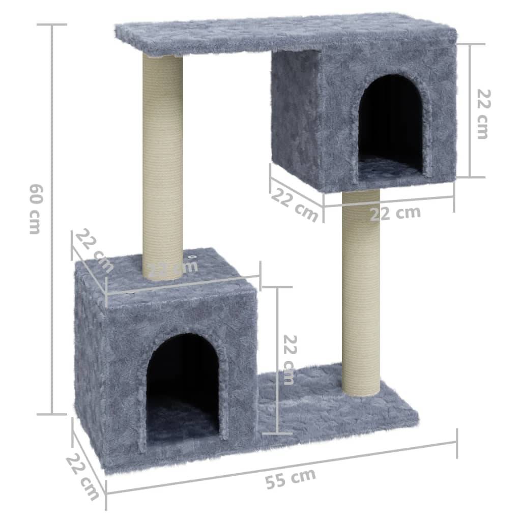 Arbre à chat, Tour à chat avec griffoirs en sisal Gris clair 60 cm MP63 - Image 6