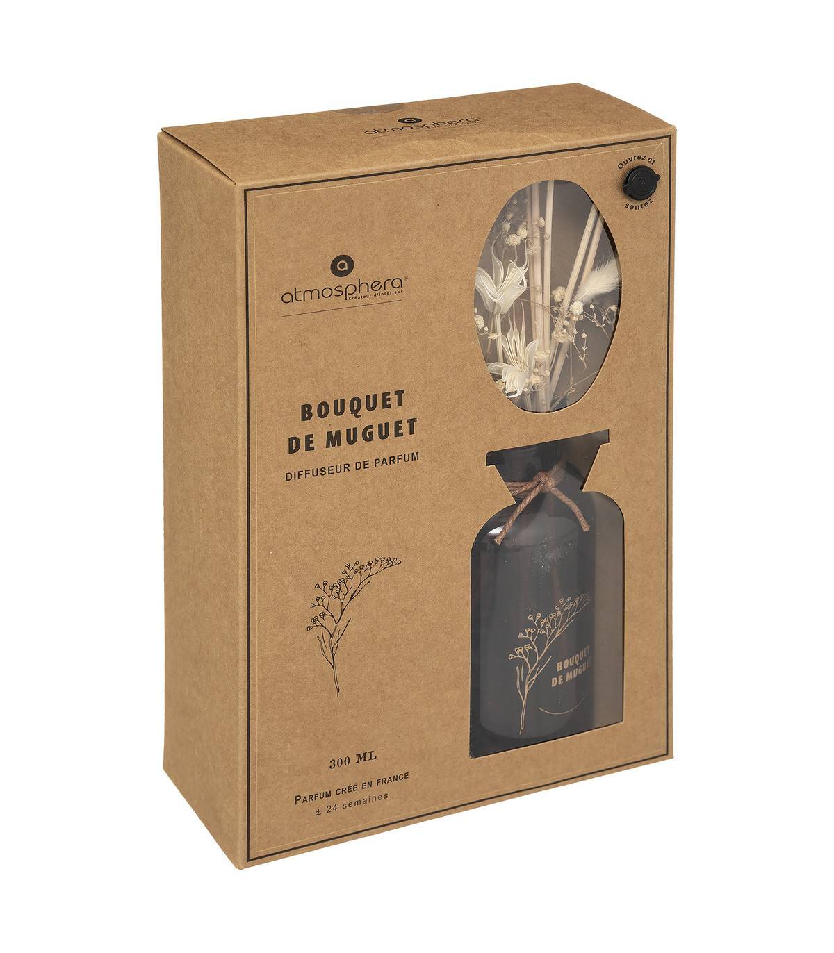 Atmosphera - Diffuseur de parfum Bouquet de Muguet 300 ml avec Bâtonnets et Fleurs séchées - Image 2