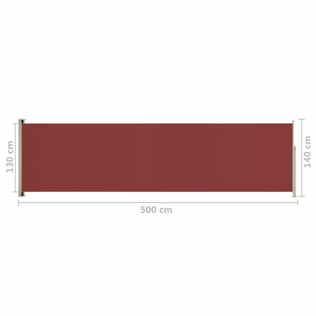 Helloshop26 - Auvent paravent store brise-vue latéral rétractable de patio jardin terrasse balcon protection visuelle écran 140 x 500 cm rouge - Imagen 6