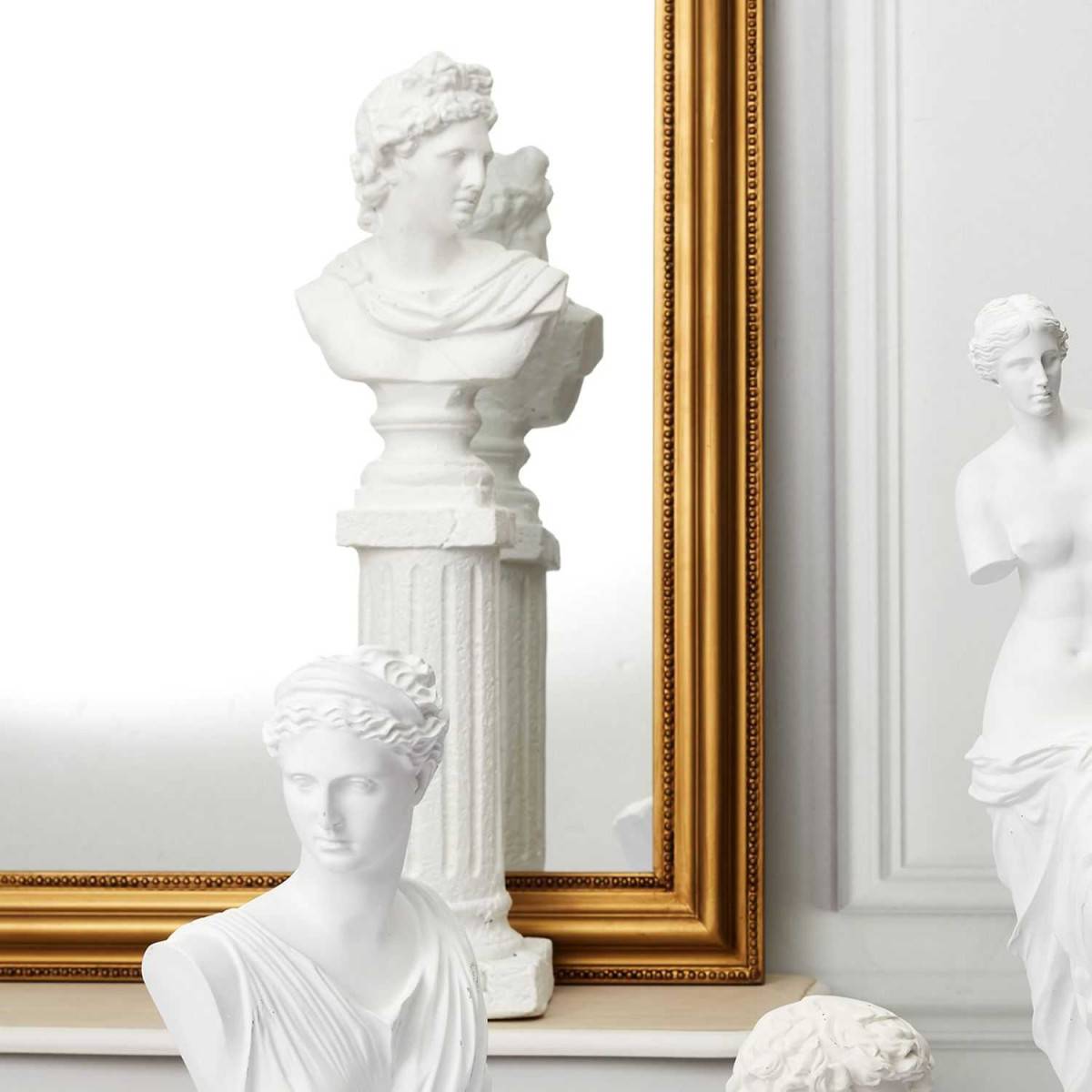 The Home Deco Factory - Statue buste blanc en magnésia 19 x 16 x 63.5 cm - Imagen 5