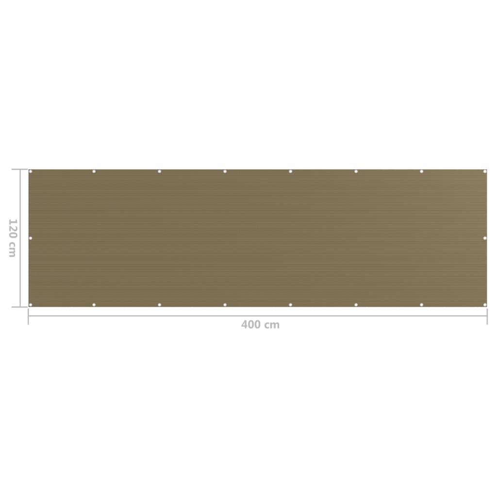 Helloshop26 - Écran de balcon brise pare vue protection confidentialité 120 x 400 cm PEHD taupe - Imagen 5