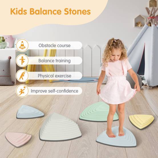 Leogreen Pierres d'équilibre pour enfants, Jouets/ jeux d'équilibre et de Motricité, 6 pièces, développe l'équilibre et la coordination, vives Leogreen Pierres d'équilibre pour enfants, Jouets/ jeux d'équilibre et de Motricité, 6 pièces, développe l'équilibre et la coordination, vives
