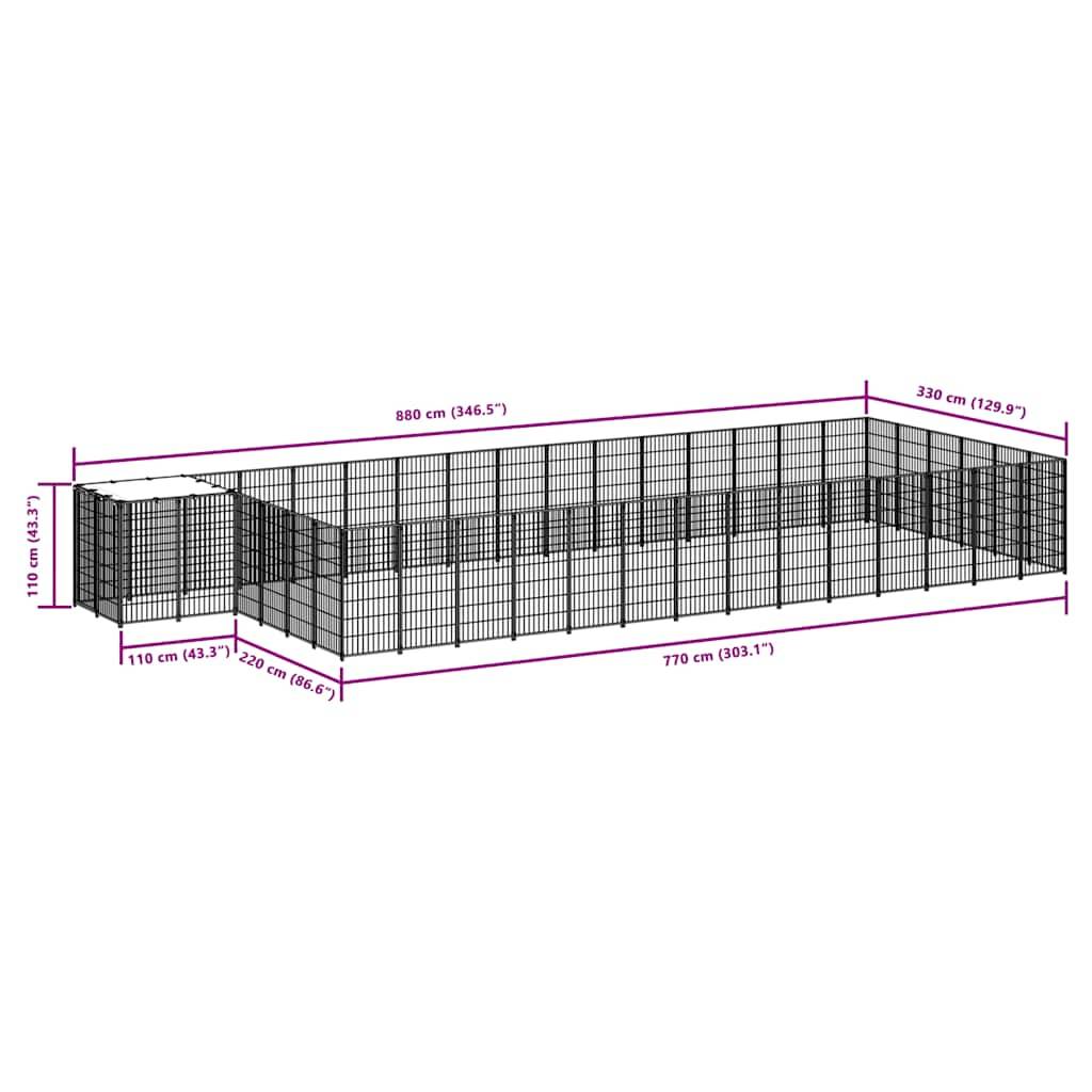 Vidaxl - Chenil Noir 26,62 m² Acier vidaXL 3082217 - Imagen 3